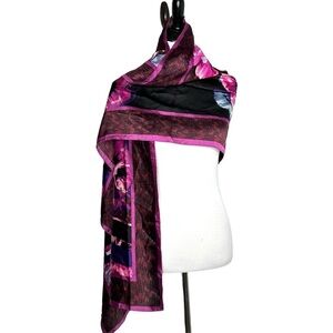 White House Black Market WHBM Floral Viola Oblong Scarf Cabernet NWT